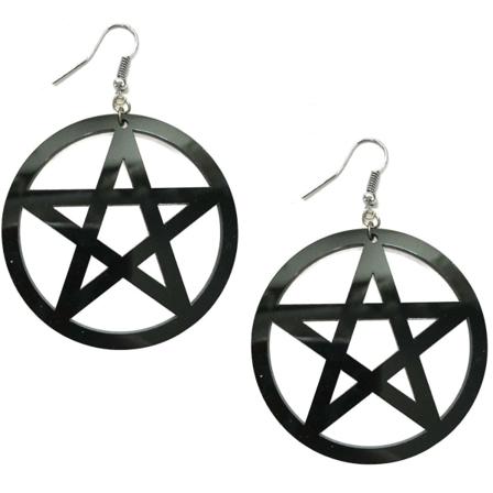 Örhängen Pentagram Oversize Wicca Pagan Svart Pentacle Symbol Svart