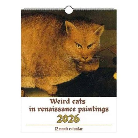 Knäppa katter i renässansmålningar 2026 Kalender - 12-månaders väggkalender med katt-tema i vintage design för kattälskare