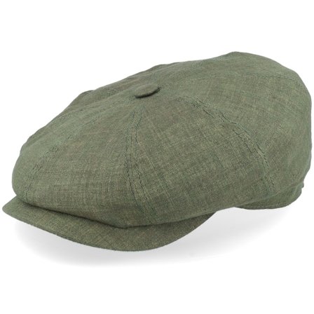 Stetson - Green - flatcap - Cap - Hatteras Linen Olive Flat Cap - Hatstore