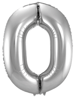 Sifferballong Jumbo 86 cm Silver "0-9" Siffra 0