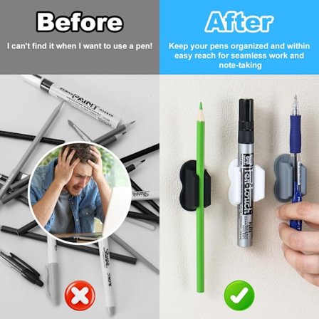 Pieces Penneholderklips, Selvklebende Blyantholder for Skrivebord og Vegg, Myk Silikon Blyantholder for Student og Klasseromskontoretilbehør (Svart, 