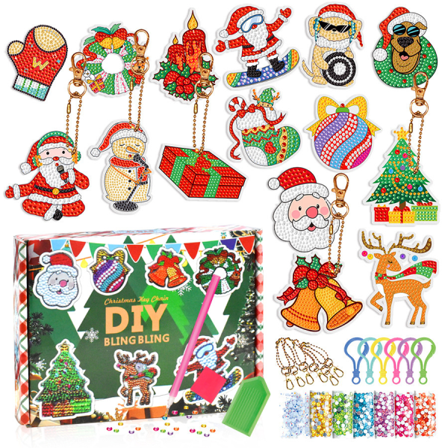 Juldiamantmålning Nyckelring DIY Handgjord Punktborrning 5D Akrylhänge Ornament B