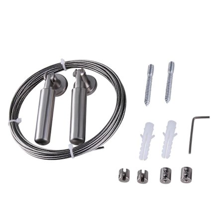 Veggfeste Gardin Wire Stang Sett, Rustfritt Stål Wire Tau 5 m, Tau Strammesett