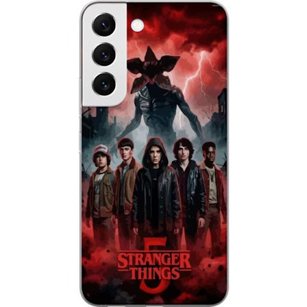 Kompatibelt Mobildeksel til Samsung Galaxy S22 5G Mørk Stranger Things-inspirert fantasyillustrasjon med torden, dramatisk himmel og intens uhyggelig