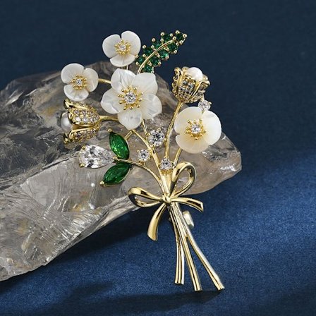 En mor-av-perle bukett brosje high-end allsidig mikro-belagt