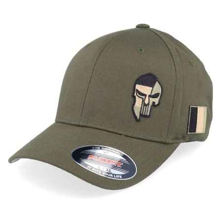 Army Head - Groen flexfit Cap - France Army Skull Olive Wooly Combed Flexfit @ Hatstore