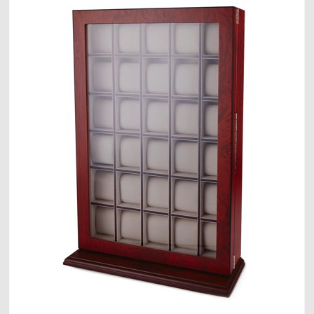 Lockable Velvet-Lined Bubinga Wood Watch Cabinet - 30 Watches for Men - Watch boxes