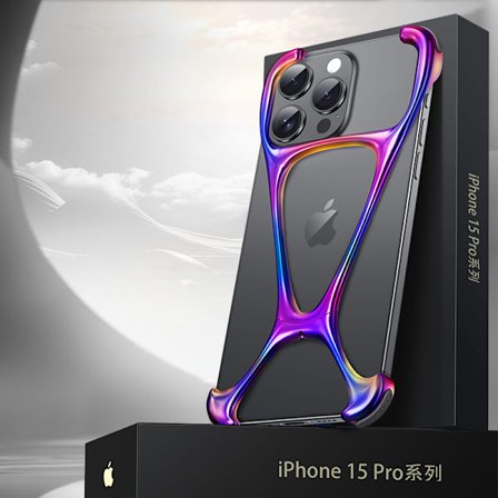 QD- M06+ Metall Ramlös Flerfärgad Mobiltelefon Skal Aluminiumlegering Mobiltelefon Skal Kompatibelt med iPhone 14Pro Max 15 15Pro 15 Pro Max