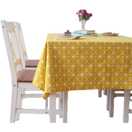 Rektangulær duk i bomull og lin, twill duk, enkel stil, varme- og fuktighetsbestandig (gul, 100×140cm)