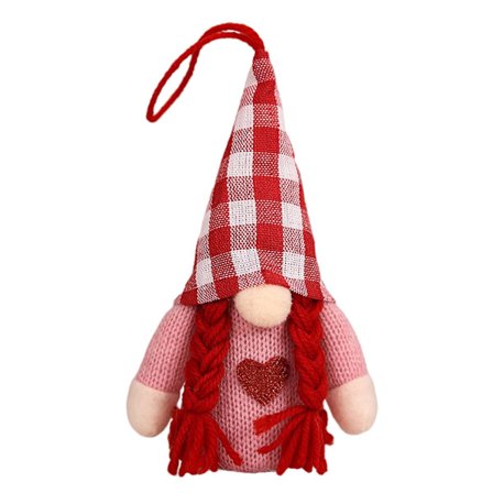 Valentinsdag Plys Nisse LED Lys Håndlavet Dukke Borddekoration