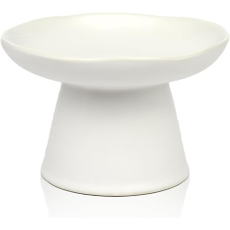 Lav Keramisk Hævet Kattefoderskål, Anti-Opkast, Stressfri, Knurhårstræthed, Kæledyrsfoder- eller Vandskål, Hvid