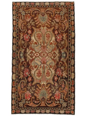 Hand Woven Rose Kilim Moldavia Rug 206X376 Brown/Black
