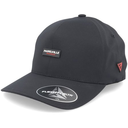 Padelville - Black - flexfit - Cap - Padel Headwear Red Rubber Black Delta Flexfit - Hatstore