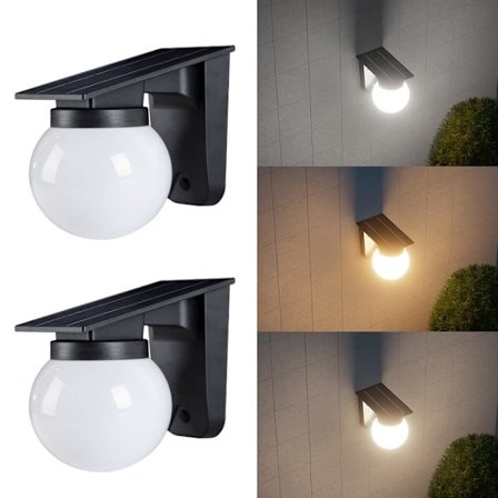 1/2-pakke Solcellelampe Vegglampe Utendørs LED Hagelampe Vanntett med 3 Lysmoduser_TF_TF