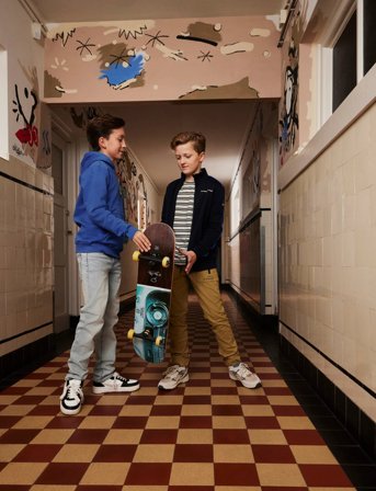 Indian Blue Jeans T-Shirt Stripe Badge - Multi/patterned - 110