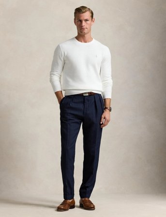 Polo Ralph Lauren Mesh-Knit Cotton Crewneck Sweater - White - XXL