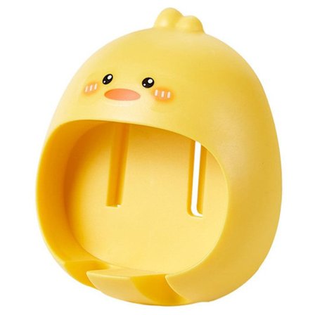 Vægmonteret tandbørsteholder i form af en æggeblommegul and - Ingen boring nødvendig