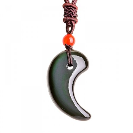 Obsidianhänge Halsband Obsidian Kristallhänge Halsband Mönster med Kedja för Män eller Kvinnor