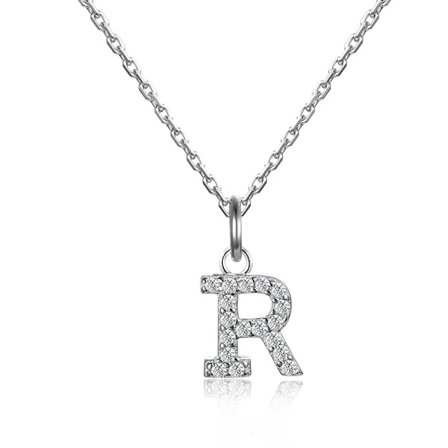 AZ 26 Bokstäver Äkta Sterling Silver Hängsmycke Halsband för Kvinnor Kedja Smycken 925 Glänsande Cubic Zirconia Älskare Bekännelser Gåvor