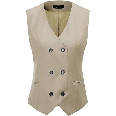 Dame Dobbeltradet Vest Klassisk Business Vest V-hals Kontor Gilet