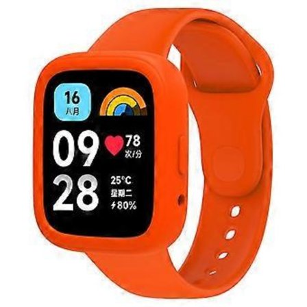 Kompatibelt silikonarmband med klockfodral för Xiaomi Redmi Watch 3 Active (Orange)