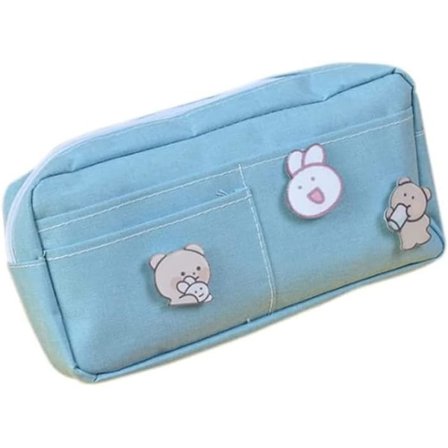 Multifunktionelt penalhus med stor kapacitet, makeuptaske, kontorartikler til gymnasier, blå