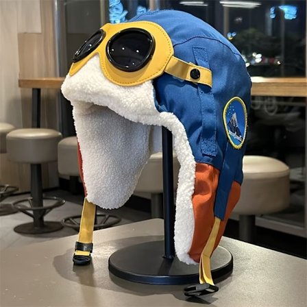 Vinterhue med beskyttelsesbriller - Tyk -foret, øreklap-bomberhue til skiløb og cykling, vindtæt og varm