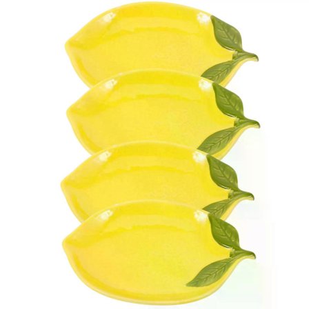 4 stk. Citron Service Frugtformede Tallerkener Tørrede Retter Små Keramiske Skåle Dessertmiddag Børn FAQ