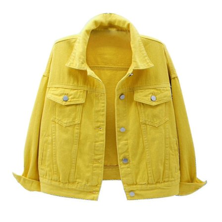 Dame Forår og Efterår Frakker Varm Ensfarvet Langærmet Denim Jakke Overtøj