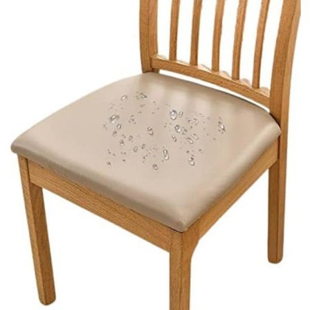 6 stk. Spisestolebetræk Vandtætte Sædebetræk i PU-læder til Stole, Khaki Khaki