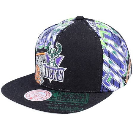 Mitchell & Ness - NBA Zwart snapback Cap - Milwaukee Bucks Shirt Remix Black Snapback @ Hatstore