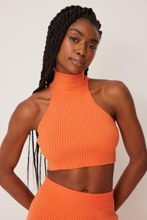 Handpicked x NA-KD Haut côtelé dos nu - Hauts sans manches - Orange - Large