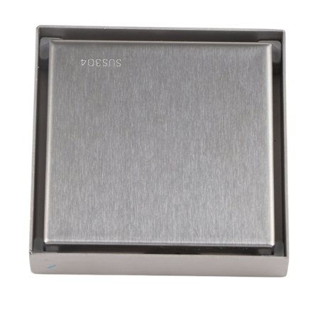 4 Square Usynligt Bruseafløb Rustfrit Stål Anti Lugt Badeværelsesgulvafløb 1,3 mm Flise Klar Børstet