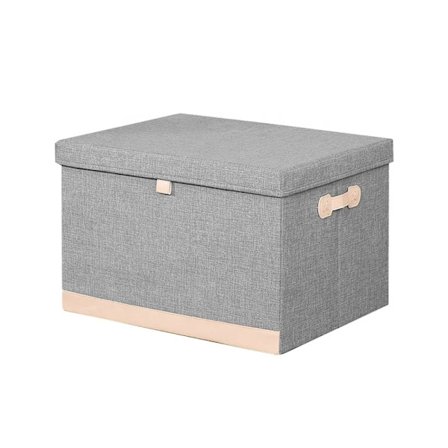 Premium extra stor kistförvaringslåda med lock Extra stabil tygklädd förvaringslåda, förstärkt MDF 50x40x30cm Grå