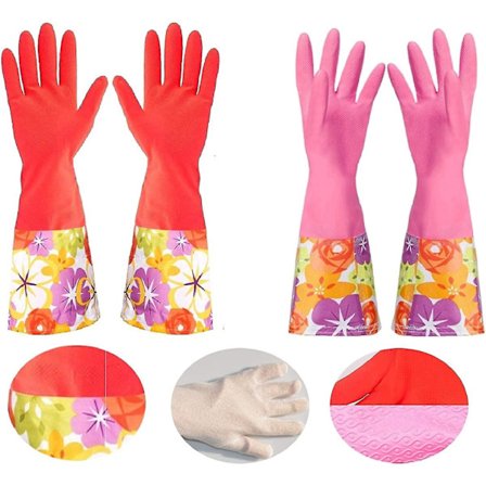 Diskmaskinshandskar Halksäkra Hushållsrengöringshandskar i Gummi med Foder Present