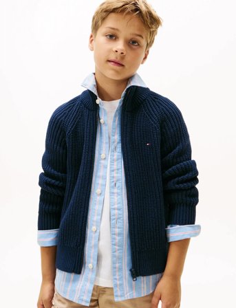 Tommy Hilfiger Half Cardigan Full Zip Sweater - Navy - 152