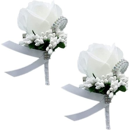 2 stk roser corsage, knapphulls corsage, bryllupsblomst corsage, bryllupsknapphull, brudgom knapphull, bryllupsknapphull hvit rose
