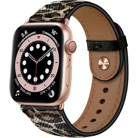 Kompatibel med Apple Watch Band 45 mm, 44 mm, 42 mm, 41 mm, 40 mm, 38 mm, äkta läderarmband