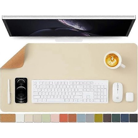 Skrivbordsunderlägg i kork - Dubbelsidigt skrivbordsunderlägg för kontor och hem - Som en stor musmatta och skrivbordsmattor på skrivbord (Svart 