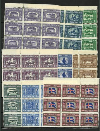 Island - 9 stk. 9-blokke på 1 indstikskort - Postfrisk