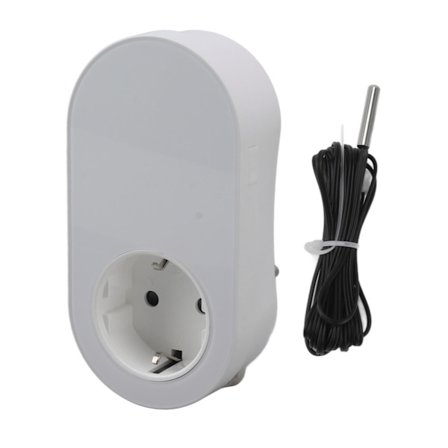 16A Smart WiFi Termostat Plug Outlet Automatisk Justerbar Trådlös Plug-in Temperaturkontroller Uttag för Hem EU-kontakt 95 till 240V Vit
