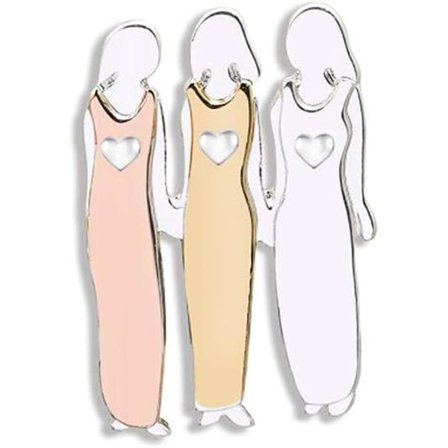 Tri-Color håndlavet 3 søstre pin bedste venner søsterskab broche