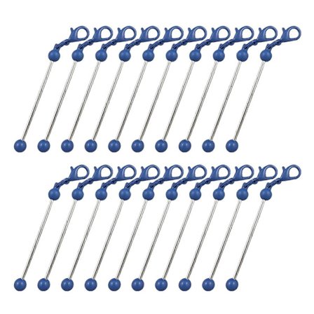 Håndværkspakke med 20 sølvfarvede lange stænger Perle Nøglering Vedhæng Charm med elegante designs til smykkefremstilling Daglig brug rosaguld