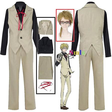 Kunikida Doppo Cosplay Anime Bungo Stray Dogs Costume Kunikida Cosplay Vest Bukser Parykker For Menn Kvinner Halloween Kostymer Sett set M