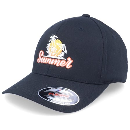 Iconic - Svart flexfit Caps - Silhouette Summer Beach Black Flexfit @ Hatstore