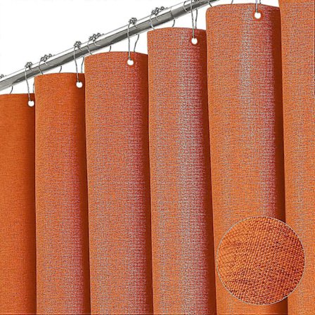 Orange Duschdraperi Linne Texturerad Presenning Duschdraperi Set med 12 Plastkrokar, Hotell Spa Lyxig Badrumsinredning Duschdraperi - 72x72