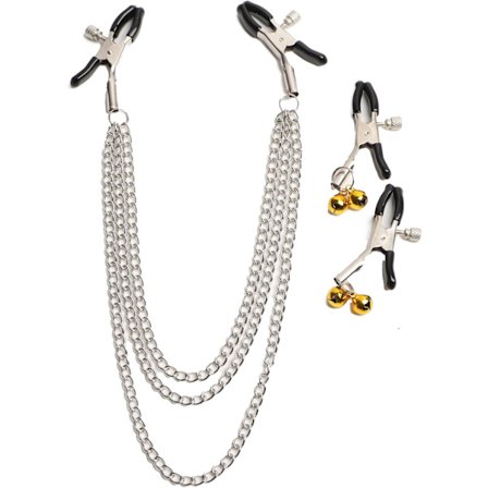 Brystvorteklemmer med kædehalskæde, rustfrit stål, falsk kropsring, ikke-piercing kropssmykkeklips til kvinder