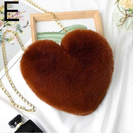 Hjerteformet Skulderveske Faux Otter Hår Kjærlighet Messenger Bag Mote Vinterveske 2025