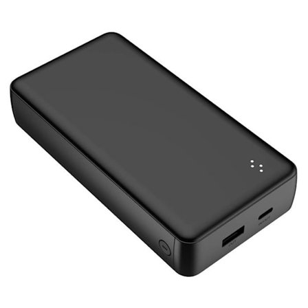 Powerbank 20000mAh USB-A / USB-C med kompakt kabel WOW Sort