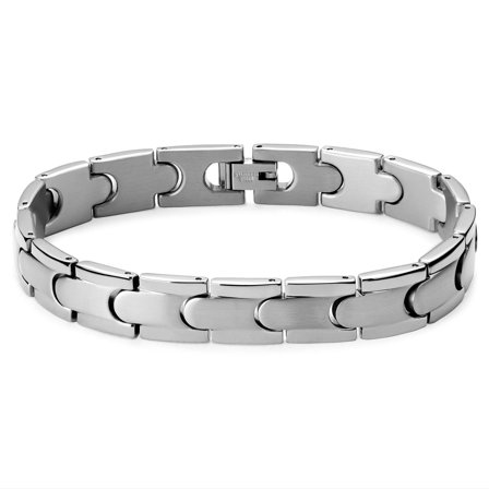 Silver-Tone Stainless Steel Snap Lock Bracelet for Men - Steel bracelets